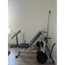 Banc de musculation universel Gorilla sports (banc + option poulie) - coloris blanc