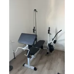 Banc de musculation universel Gorilla sports (banc + option poulie) - coloris blanc