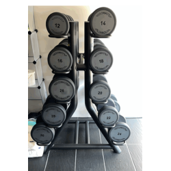 Lot haltères et rack Technogym