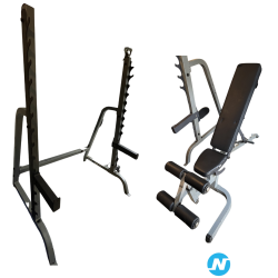 Rack squat et développé couché avec son banc