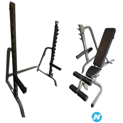 Rack squat et développé couché avec son banc