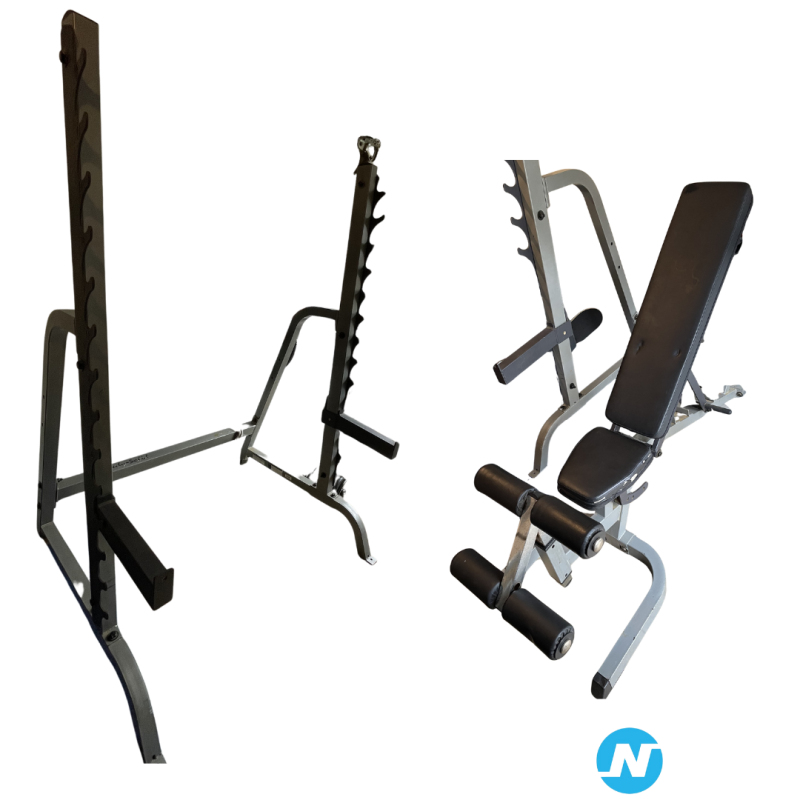 Rack squat et développé couché avec son banc