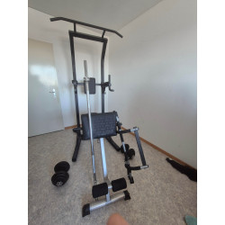 Home Gym complet – chaise romaine + banc + poids