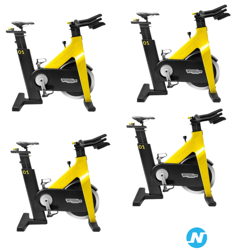 Lot 4 Vélos Indoor Cycling Technogym Group Cycle Ride Jaune & Noir - Reconditionnés