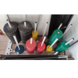 LOT BODY PUMP PROFESSIONNEL 23 POSTES COMPLET AVEC RACK