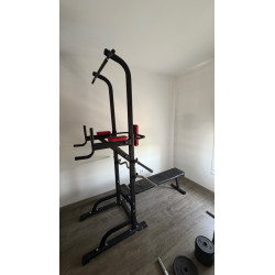 Lot muscu : banc + barres + poids + punching ball