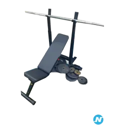 Banc de musculation avec poids et barre
