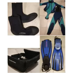 sac + combinaison + accessoires de plongée