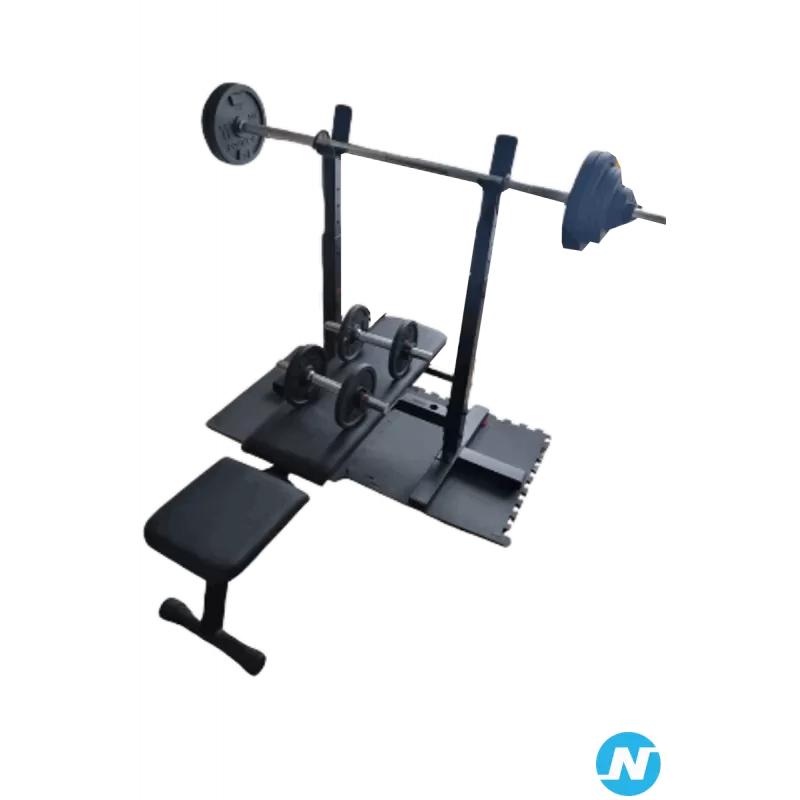Banc musculation avec kit barre haltère 50kg