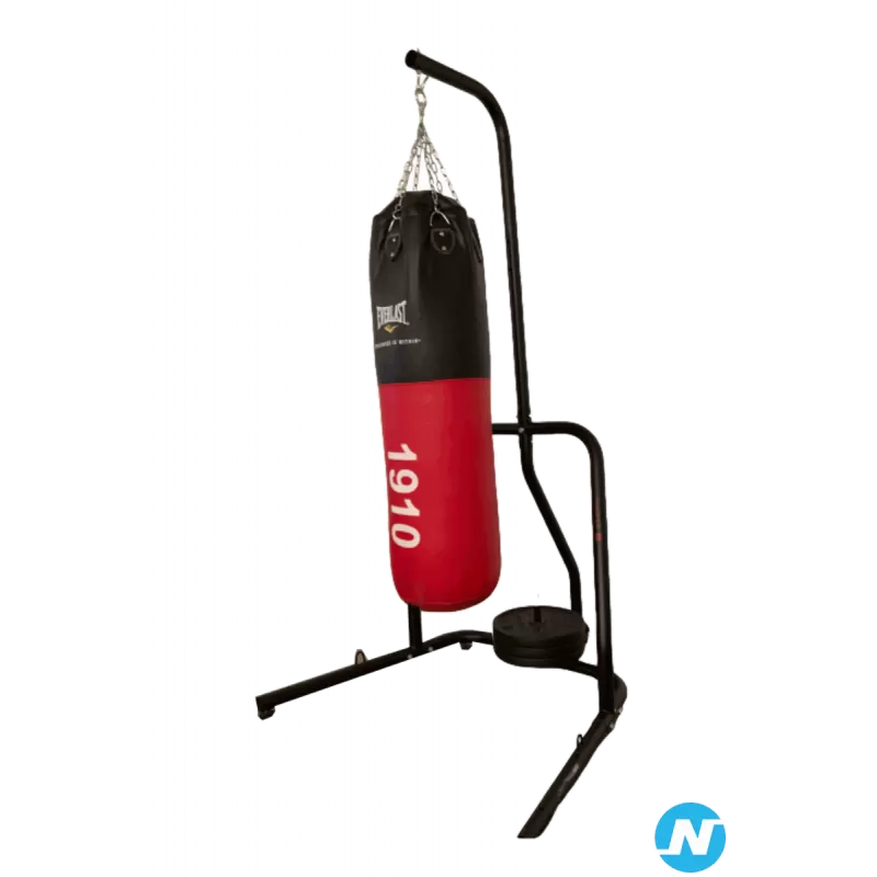 Sac de frappe Everlast 1910 rouge + Support autoportant Domyos noir